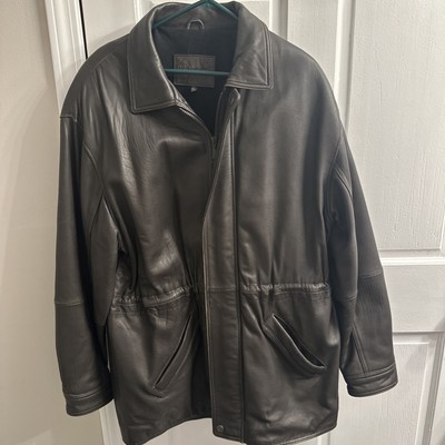 Y2k 2000s Black Leather Brandini Long Jacket Men's Size Large | eBay