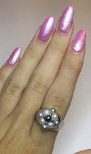 Vintage Sterling With 9 Pearls Ring Size 6.75