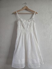 CUTE american eagle outfitters BOW TIED white ruffle girly SUN DRESS 6 small AE