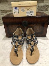 NIB YOKI KILA-25 BLACK STRAPPY WEDGE SANDAL W...
