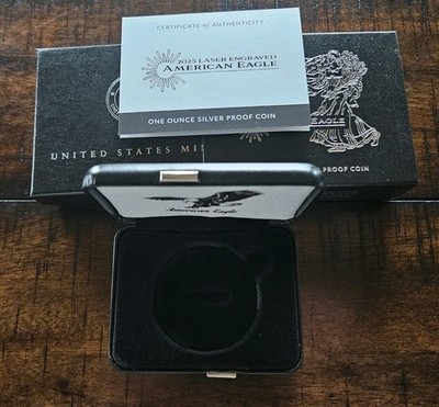 2025-W Laser Engraved Privy Proof $1 American Silver Eagle Box & COA | No Coin