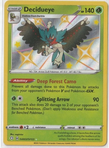 Shining Fates: Shiny Vault #SV003/SV122 Decidueye