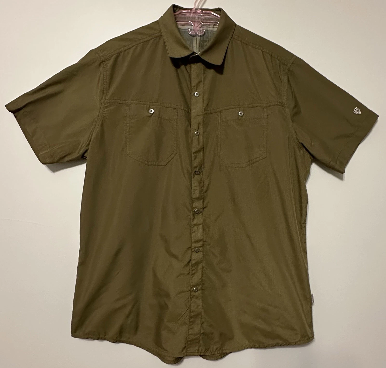 Mens Short Sleeve Shirt M Kuhl Renegade Snap Moisture Control Hiking Camping