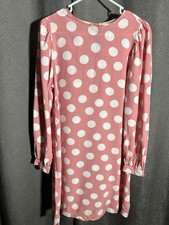 Loft Brand Pink Dress With Long Sleeve Pink Polls Dots Size Small