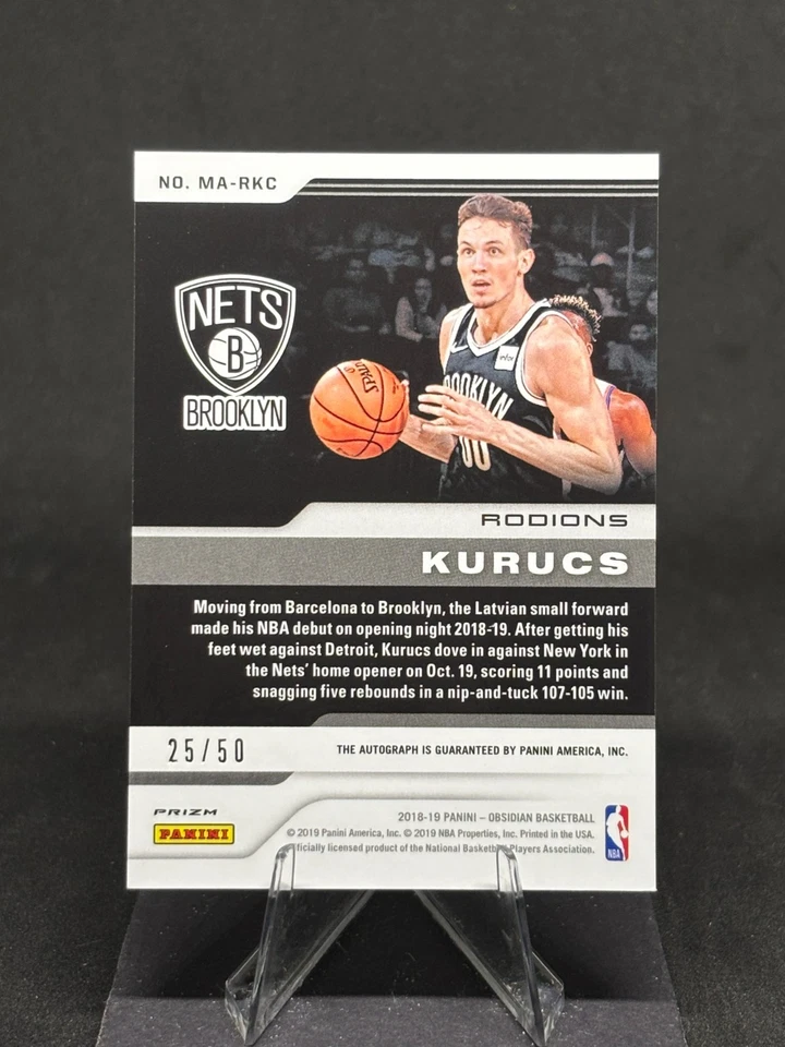 Rodions Kurucs 2018-19 Obsidian Matrix Rookie Auto Orange Etch /50 #MA-RKC Nets - Image 2 of 2