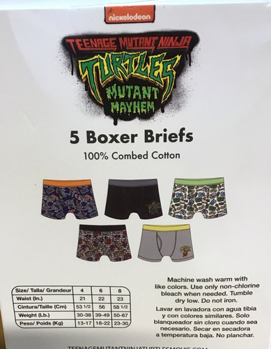 Teenage Mutant Ninja Turtles Boxer Briefs 5 Pack Kids Underwear G23 - Picture 5 of 6