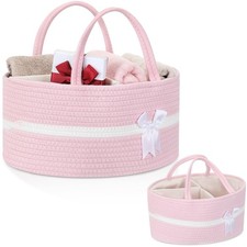 1 Pcs Large Woven Storage Basket with Handles and Removable Divider Gift Bask...