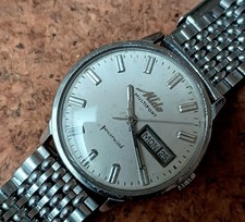 RELOJ SUIZO AUTOMÁTICO MIDO Powerwind vintage años 60! ¡Pulsera de cuentas de arroz MIDO original!