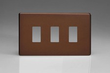 Modular Grid System Brown PowerGrid Plate Screwless Mocha 3-Gang Yoke Included