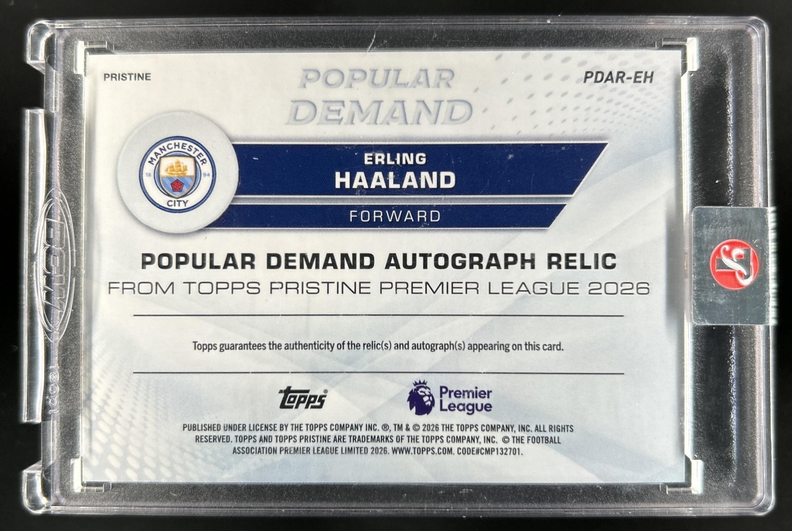 2025-26 Topps Pristine Erling Haaland Popular Demand Auto Jersey Gold #/50 view 2