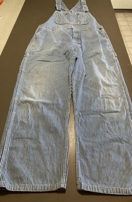Vtg Big Smith Overalls Railroad Stripes Denim Bib Jumpsuit W40 Inseam28 USA
