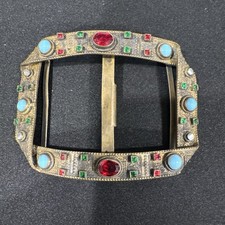 Antique Austrian TURRIET  BARDACH TB gilt Stone/Turquoise Belt Sash Buckle