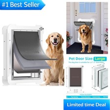 3 Flap Steel Large Dog Door with Sliding Lock Panel Insulated Pet Door