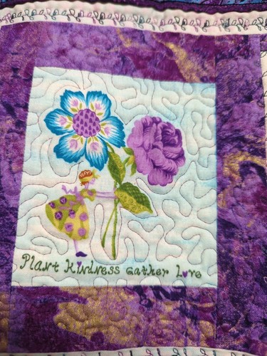 Handmade Quilted Fabric Art Wall Hanging Friends Are Flowers In Garden of Life - Picture 12 of 16