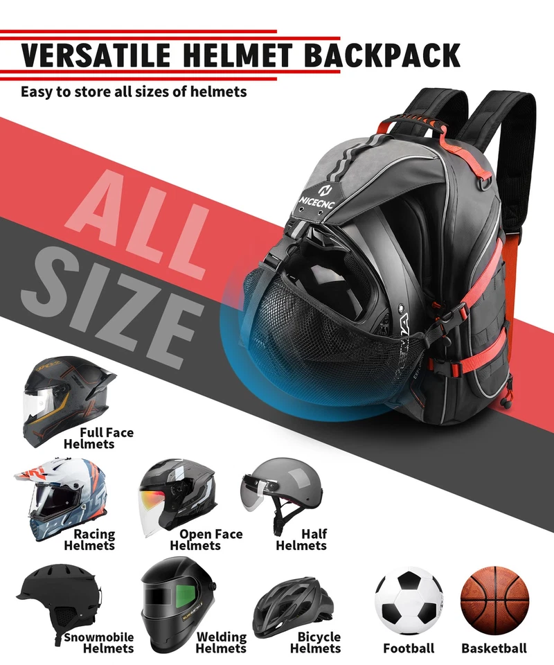 Motorrad Rucksack Helmtasche Fahrradtasche Wasserdichter Helmrucksack für Männer - Bild 4 von 4