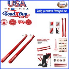 Red Long ShoeHorn 17-Inch Ergonomic Handle No-Sharp Edges Durable Plastic - P...