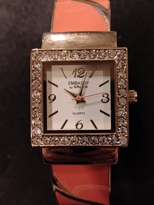 EMBASSY by GRUEN GEM3560L Enameled Quartz Women's Watch Sz. 6 1/4'' 
