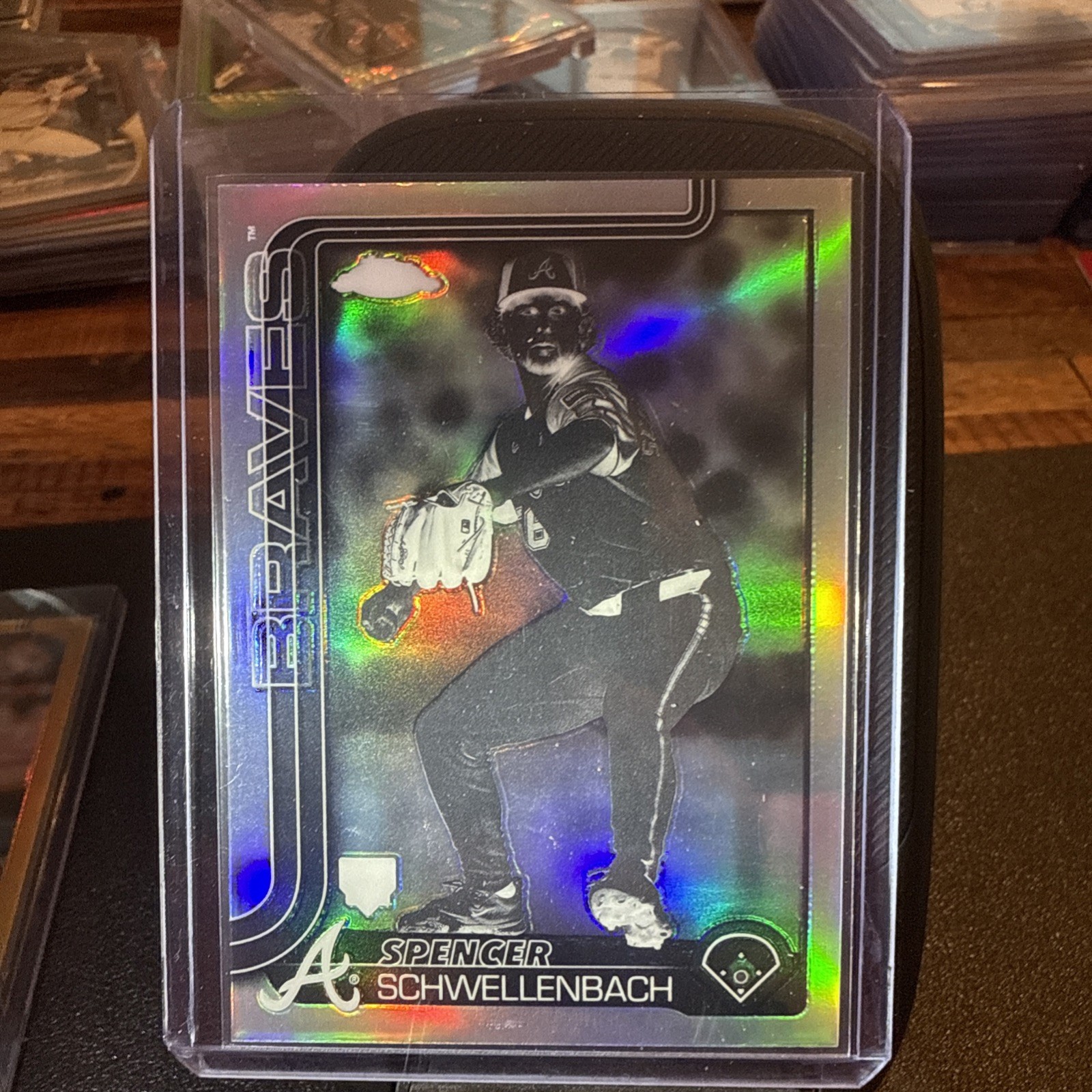 Spencer Schwellenbach RC 2025 Topps Chrome Negative Refractor Atlanta Braves