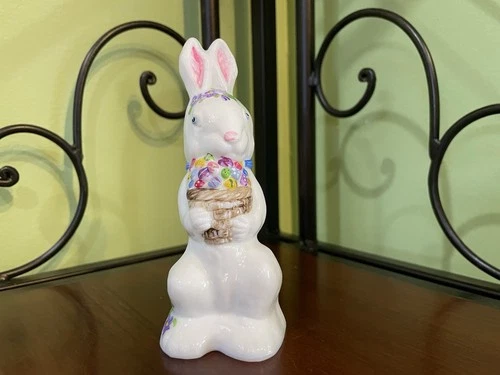 Fenton Bunny With Pink Ears And A Basket Full Of Eggs….Adorable!!