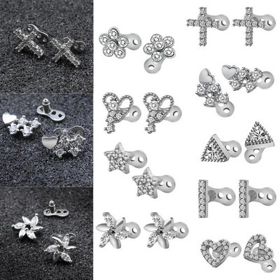 Hautpiercing aus Titan, Ankerspitze, Blumenkristall, Mikro Oberfläche, 16G