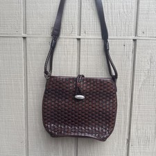 Brighton Brown Leather Woven Bucket Crossbody or Shoulder Bag 891418