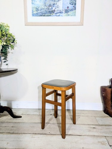 Pair Vintage Kitchen Stools Retro Vinyl Topped Made In Romania Free Postage - Picture 14 of 24