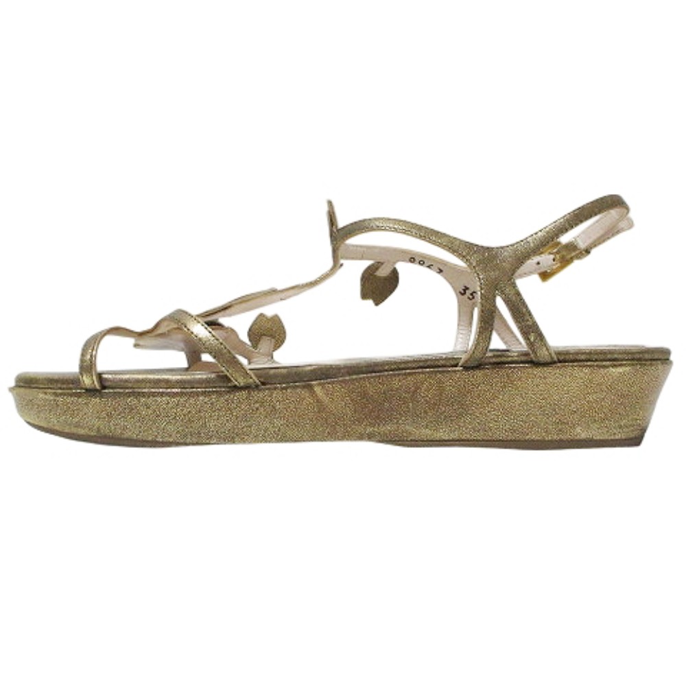 PRADA Sandals Women's Size 35 Gold Leather thumbnail 3