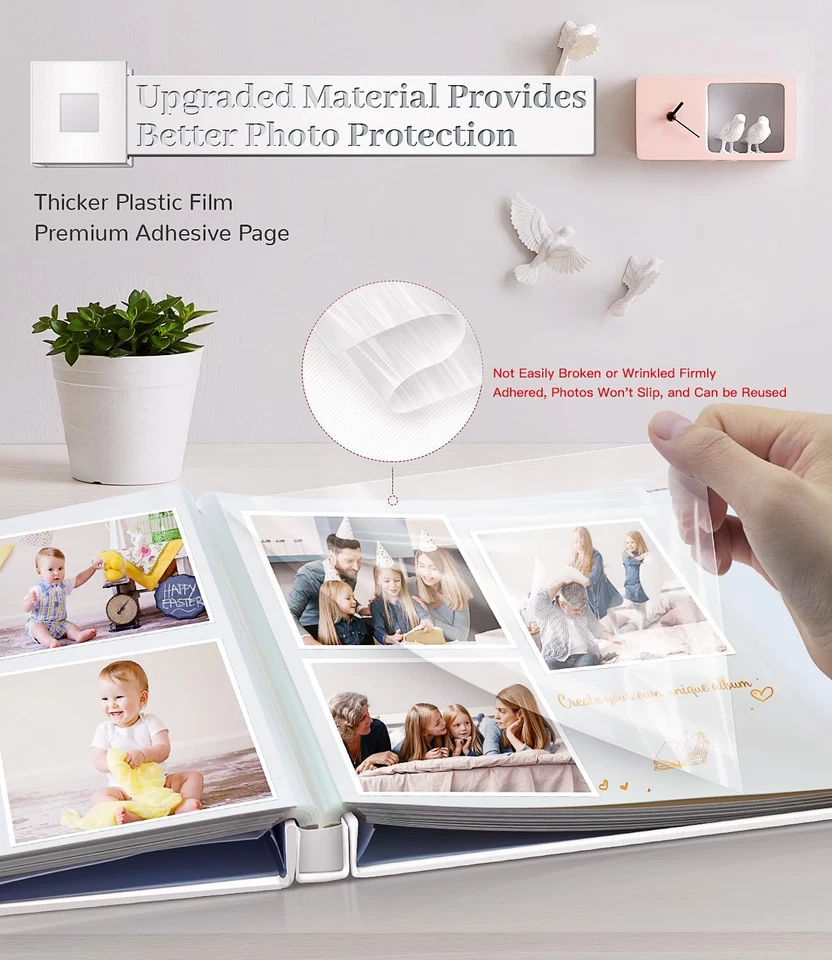 Self-Adhesive Photo Album for 3X5 to 8X10 Pictures, 40 Pages, Linen Cover - Image 3 of 4