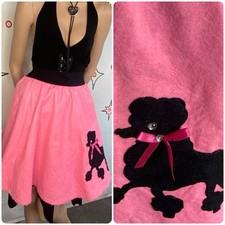 50s Style Pink Black Poodle Skirt Rockabilly Pinup Retro Costume Skirt S