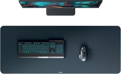 Leitz extra große Gaming Matte 100x40cm Samt grau rutschfeste Schreibtischunterlage waschbar