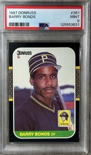 1987 DONRUSS BARRY BONDS RC #361 PIRATES PSA 9 GRADED OCT 2025 FRESH CLEAN SLAB