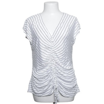 Max Studio, Top, Größe: L, Weiß/Blau, Elasthan/Leinen/Polyester/Viskose #fSa