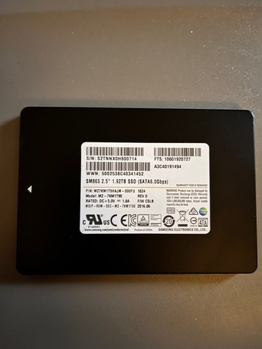 1,92TB Samsung SM863a MZ7KM1T9HMJP 2.5" SATA 6Gb/s Enterprise SSD SMART Daten