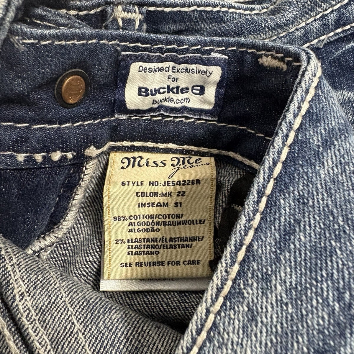 Miss Me Jeans Easy Boot Size 28 Made For Buckle Distressed With Rhinestones View 5
