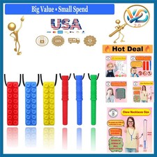 Sensory Chew Necklace 6-Pieces for Autism ADHD SPD Kids Durable Food Grade Si...