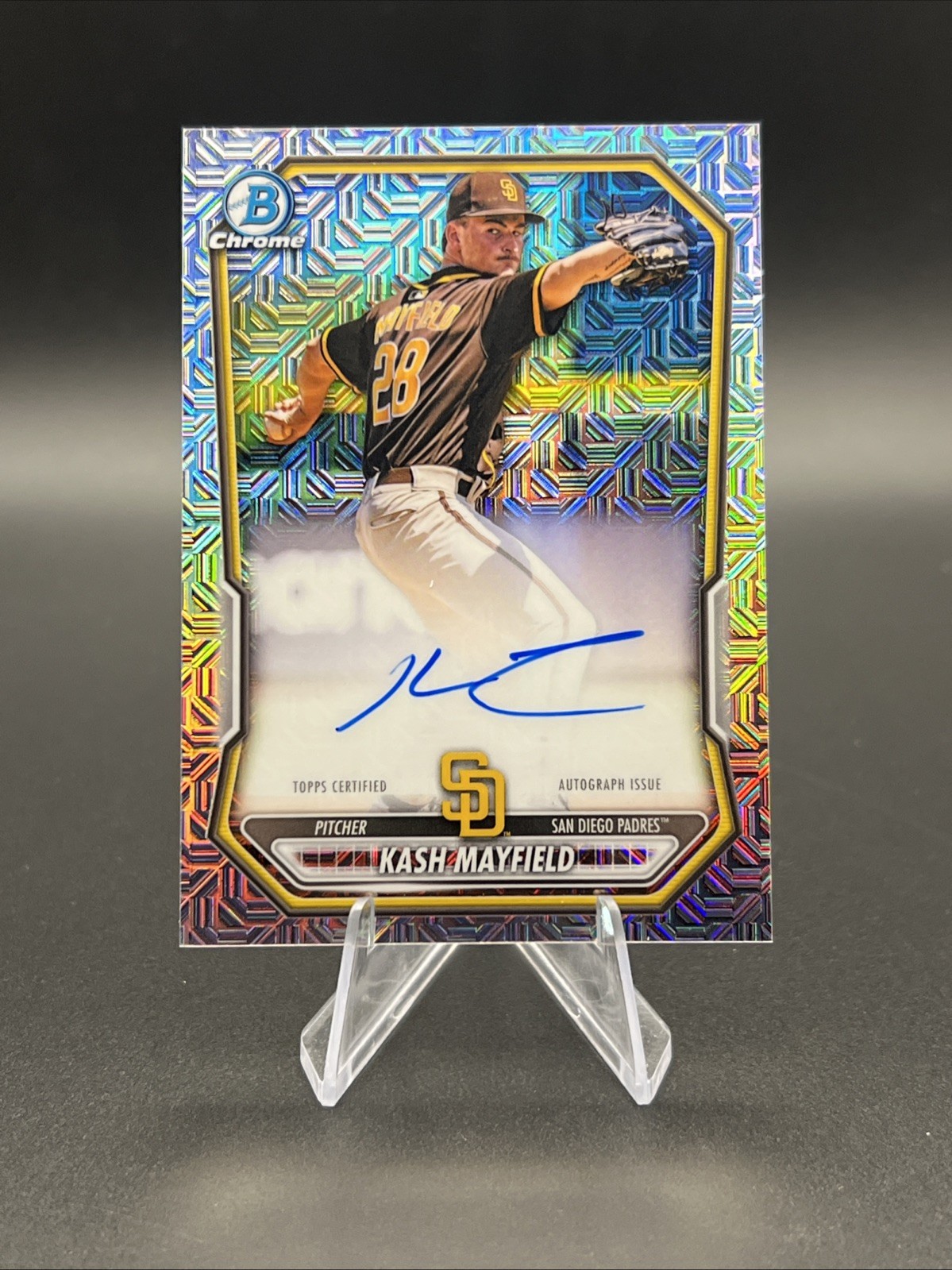 2026 Bowman Chrome Kash Mayfield Mojo Refractor On Card  Auto BMA-KM Padres