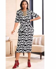 18W PLUS Ashro Black White Formal Wedding Church Party Shirley Skirt Suit Set