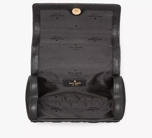 🔥NUEVO CON ETIQUETAS KATE SPADE Bandolera Corazón Barril Cuero Acolchado en Negro RP $429 - Imagen 7 de 9