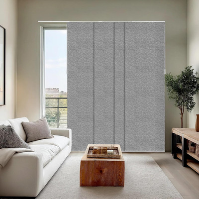 CHICOLOGY Panel Track Blinds, Weave Grey, 86''X96'', Cordless, Sliding Door | 4 Fa