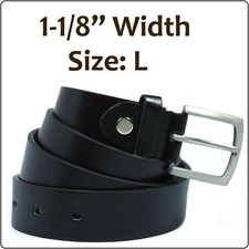 1-1/8" Width Brown Leather Belt with Silver Buckle - Size L