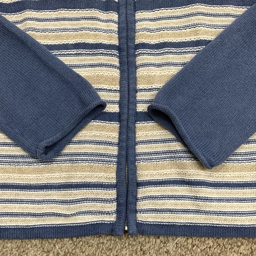 Crazy Horse by Liz Claiborne Sweater Womens M Blue Zip Up Knit Minimalist Top - Picture 7 of 13