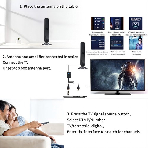 Portable Smart TV Indoor HD Digital TV Antenna With Signal Booster Support TV
