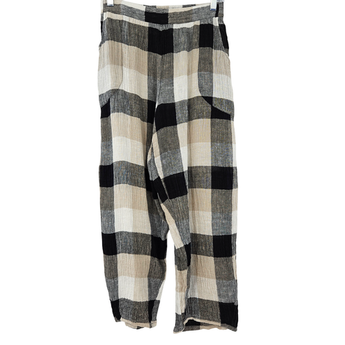 Habitat Liv By Habitat Linen Plaid Lantern Pants Women’s Size XS Lagenlook Artsy - 第 1/11 張圖片