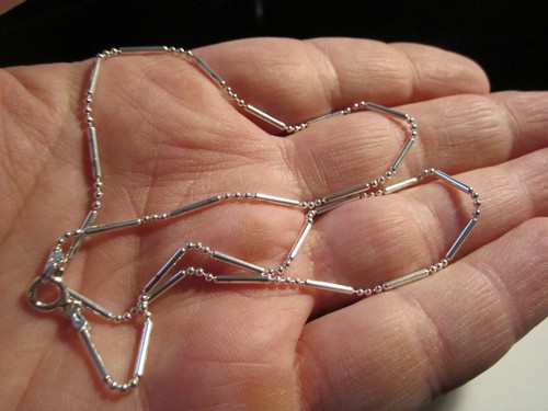 STERLING SILVER NECKLACE STICK DESIGN 15" TO 17 1/2" MARKED ITALY 925