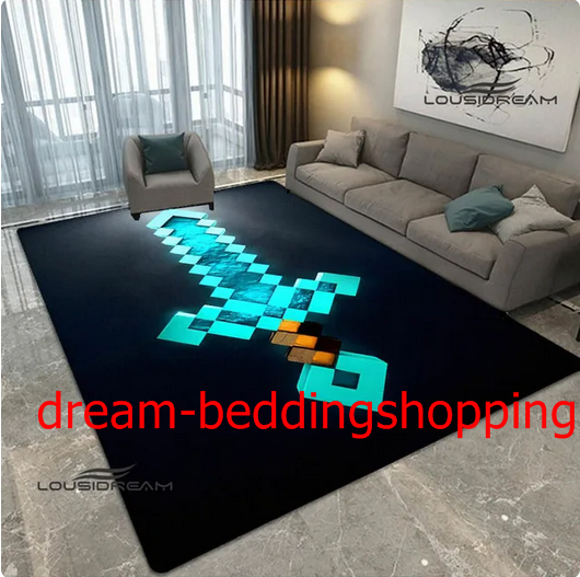 Kids Minecraft Bedroom Living Room Carpets Anti-Slip Floor Rugs Mat ...