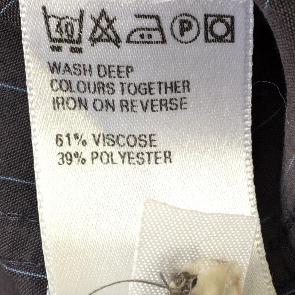 Mens MARKS AND SPENCER SP Navy Blue Striped SHIRT SIZE S Small Long