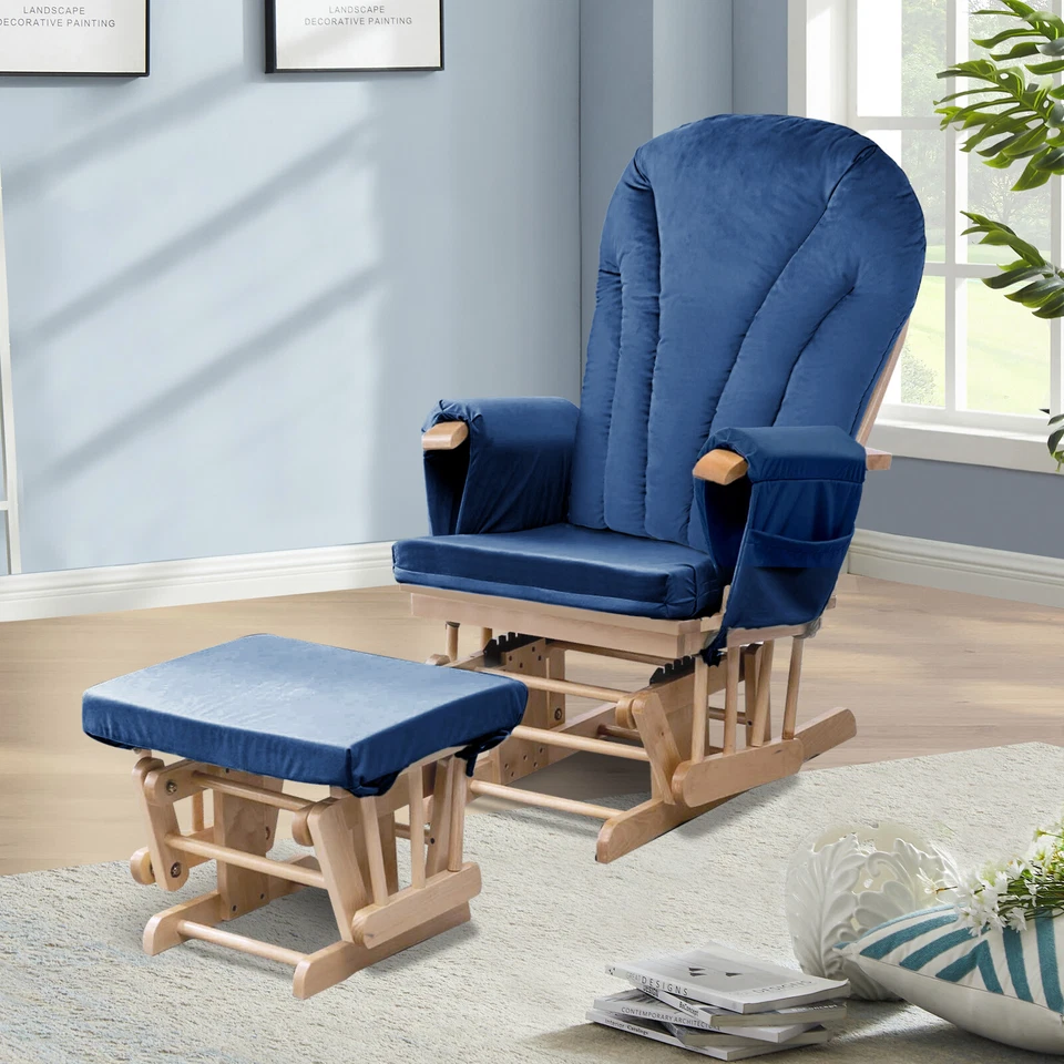 Juego de 5 cojines de repuesto para mecedora de terciopelo antideslizante suave con bolsillos Foto 3 de 4