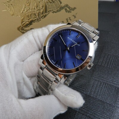 New Burberry BU9031 Blue Check Dial Stainless Steel 38mm Unisex