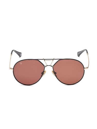 Lunettes de soleil pilotes aviateur en métal noir et or doré Mariano Di Vaio - Photo 7 sur 9