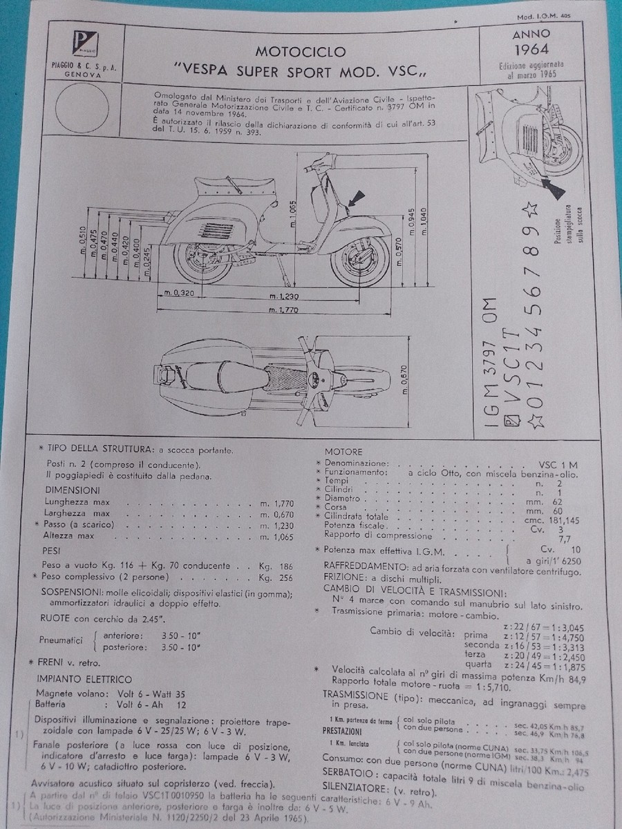 Omologazione Vespa V5a1t Scheda Tecnica Marmitta Sito Per Vespa 80